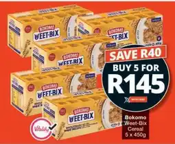 Checkers Bokomo Weet-Bix Cereal 5 x 450g offer