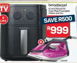Pick n Pay Hypermarket Bennett Read 6 Litre Manual Air Fryer Plus Powerglide Steam and Iron offer