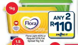 Pick n Pay Hypermarket Flora Light 40% or Regular 50% Fat Spread offer