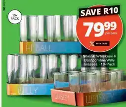 Checkers Shrink Whiskey/Hi Ball/Zombie/Willy Glasses offer