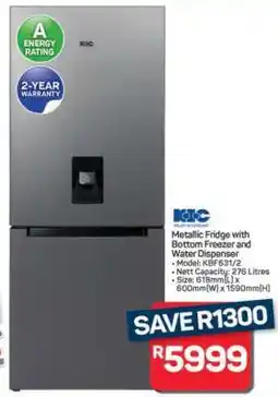 Pick n Pay Hypermarket Metallic Fridge with Bottom Freezer and Water Dispenser offer