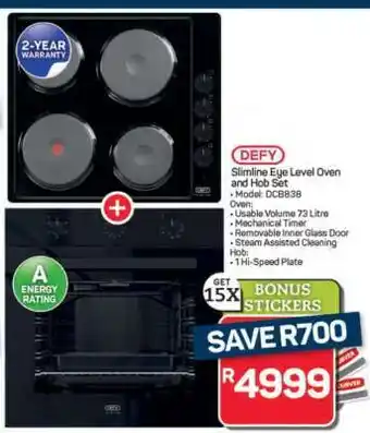 Pick n Pay Hypermarket DEFY Slimline Eye Level Oven and Hob Set offer