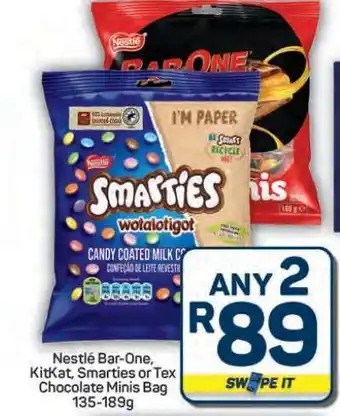 Pick n Pay Hypermarket Nestlé Bar-One, KitKat, Smarties or Tex Chocolate Minis Bag offer
