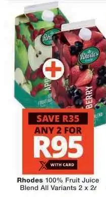 Checkers RHODES 100% FRUIT JUICE BLEND offer