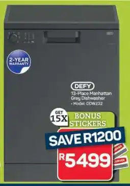 Pick n Pay Hypermarket DEFY 13-Place Manhattan Grey Dishwasher offer