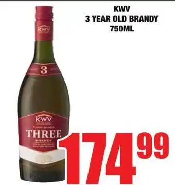 Boxer KWV 3-Year Old Brandy 750ml offer