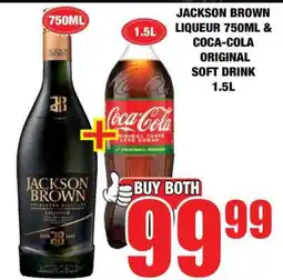 Boxer JACKSON BROWN LIQUEUR 750ML & COCA-COLA ORIGINAL SOFT DRINK 1.5L offer