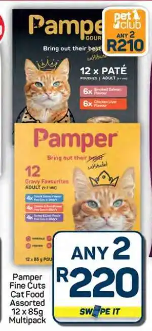 Pick n Pay Hypermarket Pamper Fine Cuts Cat Food Assorted 12 x 85g Multipack offer
