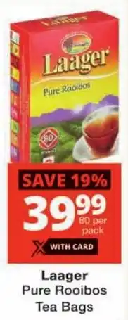 Checkers Laager Pure Rooibos Tea Bags offer