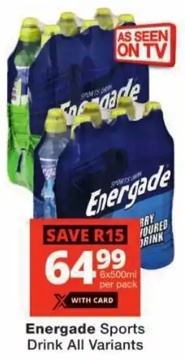 Checkers Energade Sports Drink All Variants offer