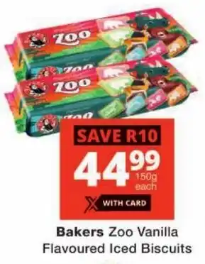 Checkers Bakers Zoo Vanilla Flavoured Iced Biscuits offer