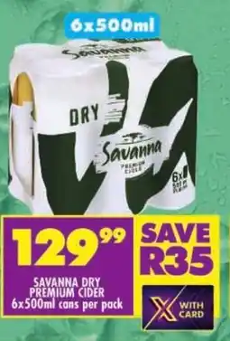 Shoprite Savanna dry premium cider cans offer