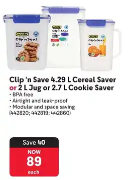 Makro Addis Clip 'n Save Cereal Saver or Jug or Cookie Saver offer