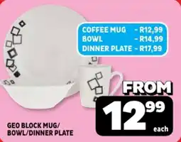 Usave Geo block mug/ bowl/ dinner plate offer