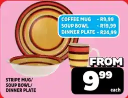 Usave Stripe mug/ soup bowl/ dinner plate offer