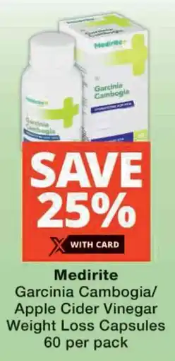 Checkers Medirite Garcinia Cambogia/ Apple Cider Vinegar Weight Loss Capsules offer