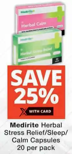 Checkers Medirite Herbal Stress Relief/ Sleep/ Calm Capsules offer