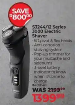 Dis-Chem Phillips S3244/12 Series 3000 Electric Shaver offer