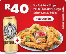 OK Foods Chicken Strips + Predator Energy Drink Asstd. offer
