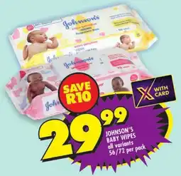 Shoprite Johnson's baby wipes all variants offer