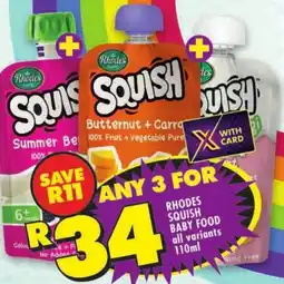 Shoprite Rhodes squish baby food all variants offer