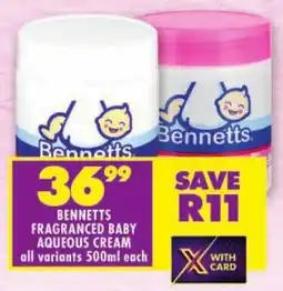 Shoprite Bennetts fragranced baby aqueous cream offer