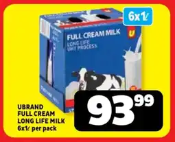 Usave Ubrand full cream long life milk offer