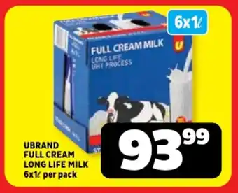 Usave Ubrand full cream long life milk offer