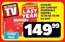 Usave Huggies dry comfort disposable nappies offer