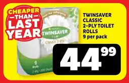 Usave Twinsaver classic 2-ply toilet rolls offer