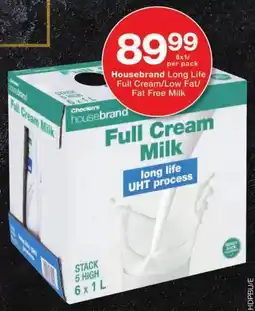 Checkers Housebrand Long Life Full Cream/ Low Fat/ Fat Free Milk offer