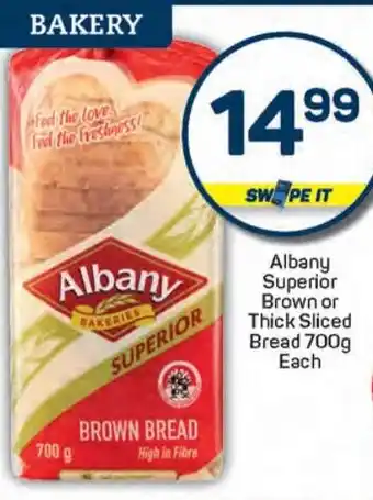 Pick n Pay Albany Superior Brown or Thick Sliced Bread offer