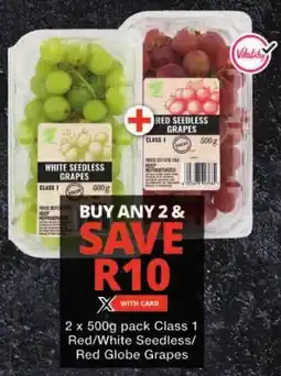 Checkers Class 1 Red/ White Seedless/ Red Globe Grapes offer