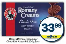 Pick n Pay Bakers Romany Creams or Choc-Kits Assorted offer