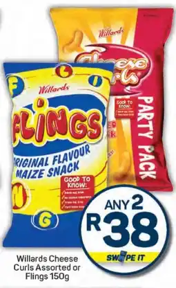 Pick n Pay Willards Cheese Curls Assorted or Flings offer