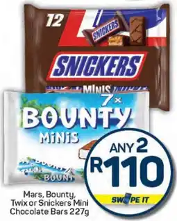 Pick n Pay Mars, Bounty, Twix or Snickers Mini Chocolate Bars offer