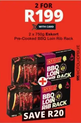 Checkers Eskort Pre-Cooked BBQ Loin Rib Rack offer