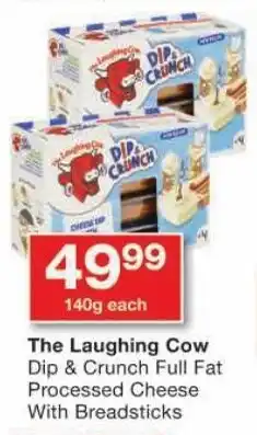 Checkers The Laughing Cow Dip & Crunch Full Fat Processed Cheese With Breadsticks offer