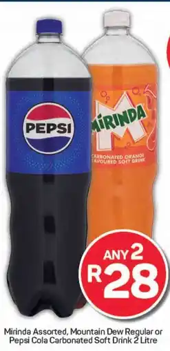 Pick n Pay Mirinda Assorted, Mountain Dew Regular or Pepsi Cola Carbonated Soft Drink offer