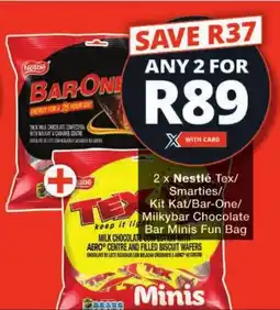 Checkers Nestlé Tex/ Smarties/ Kit Kat/ Bar-One/ Milkybar Chocolate Bar Minis Fun Bag offer