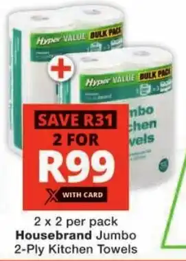 Checkers Housebrand Jumbo 2-Ply Kitchen Towels offer