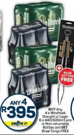 Pick n Pay Windhoek Draught or Lager Cans or Non-returnable Bottles offer