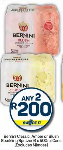 Pick n Pay Bernini Classic, Amber or Blush Sparkling Spritzer Cans offer