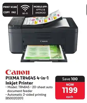 Makro Canon PIXMA TR4645 4-in-1 Inkjet Printer offer