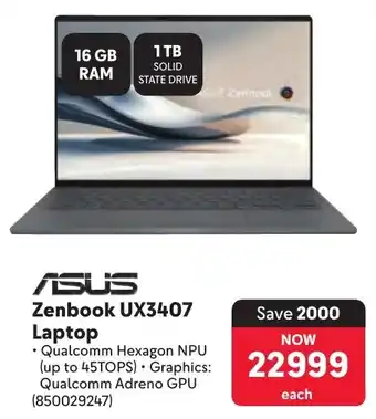 Makro ASUS Zenbook UX3407 Laptop offer