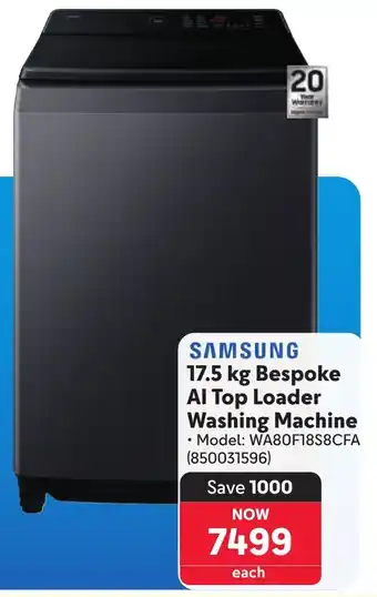 Makro SAMSUNG Bespoke AI Top Loader Washing Machine offer