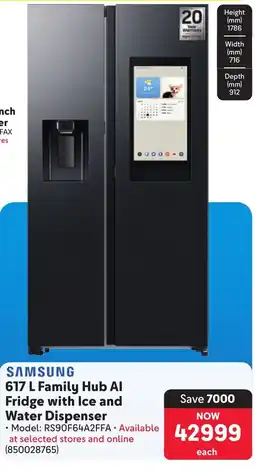 Makro SAMSUNG Family Hub AI Fridge with Ice and Water Dispenser offer