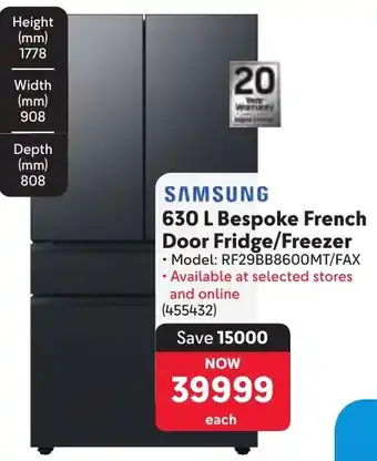 Makro SAMSUNG Bespoke French Door Fridge/ Freezer offer