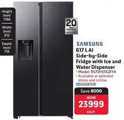Makro SAMSUNG AI Side-by-Side Fridge with Ice and Water Dispenser offer