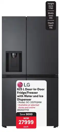 Makro LG Door-in-Door Fridge/ Freezer with Water and Ice Dispenser offer